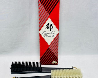 Combi Fabric Lint Brushes Japan-Made Plastic Handle & Brass Ring Set Of 2