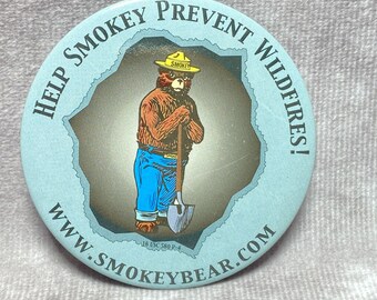 Vintage Smokey Bear Help Prevent Wildfires Button Pin