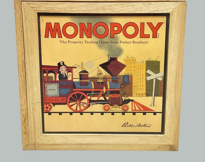 Vintage Monopoly Wooden Box Board Game Nostalgia Series All Aboard 2001