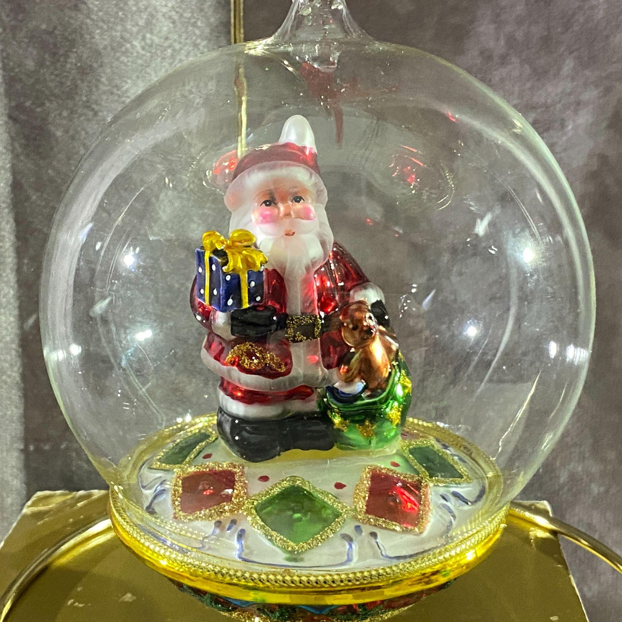 Kirkland Signature Glass Ball Santa Claus Ornament With Original