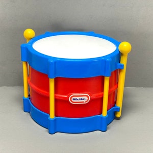 Vintage Little Tikes Tap A Tune Drum With Drumsticks Blue Red