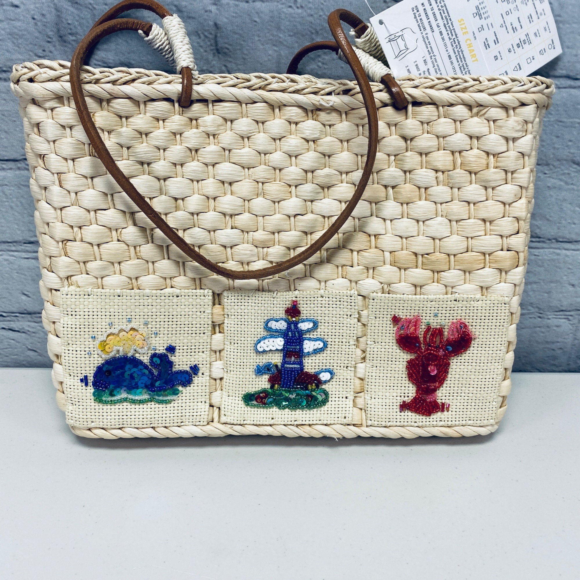QVC Nautical Straw Sequin Tote Handbag Purse Lighthouse Whale Lobster Shopping Etsy Denmark