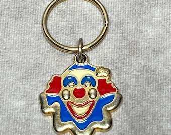 Circus Circus Hotel Casino Clown Keychain Vintage Gold Tone Pendant USA