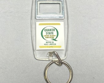 Vintage Quacker State Motor Oil Advertising Keychain Bottle Opener