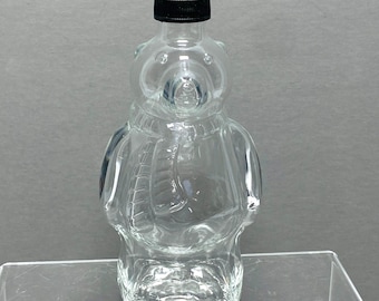 Vintage Polar Bear Shaped Glass Figural Bottle With Black Lid 375ml Decorative