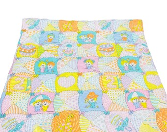 Vintage Huggables Baby Blanket Pastel Patchwork Design Cotton