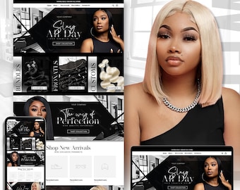 Hair Website Design, Hair Extensions Website Design, Premade Website, Shopify Website, Lace Wig Website Design, Hair Store Website