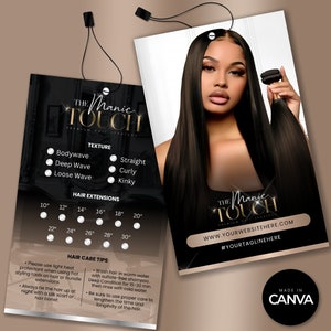 Diseño de etiqueta para colgar el cabello, diseño de etiqueta para extensiones de cabello, diseño de etiqueta para paquete de cabello, etiqueta para colgar el cabello editable, kit de marca para el cabello, negocio del cabello