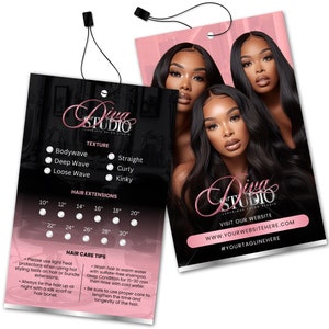 Hair Hang Tag Design, Hair Extensions Hang Tag Design, Hair Bundle Tag Design,  Editable Hair Hang Tag, Hair Branding Kit, Hair Business