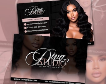 Hair Business Card, Hair Extensions Card, Lash Business card, Hairstylist Business card, Thank you Card,  DIY Hair Card, Canva Business card