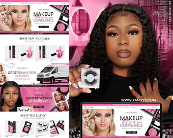 Shopify Cosmetics Website Design, Lip Gloss Business Website,  Lash Website, Makeup Website, Premade Website Template Shopify Theme Design