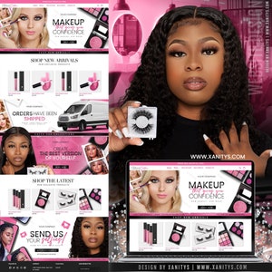 Shopify Cosmetics Website Design, Lipgloss Business Website, Lash Website, Make-up Website, Premade Website Template Shopify Theme Design
