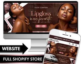 Cosmetics Shopify Website Design, Premade Lip Gloss Store
