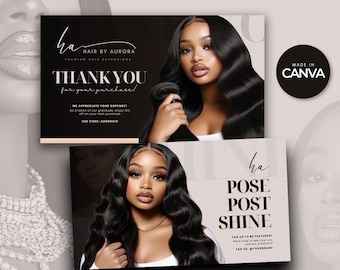 Thank You Cards, Hair Thank You card, DIY Thank you card template, Editable Thank you card, Lash business card, Hair Business Card