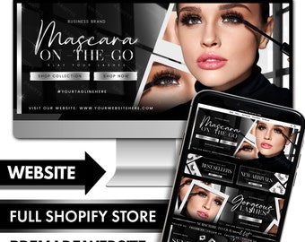 Lash Website Design, Shopify Lash Extensions Website, Lash Logo Business, Lash Tech Website, Lash Shopify Theme, Premade Website