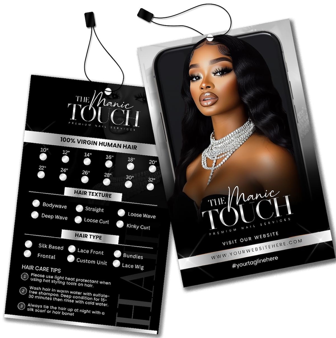 Editable Hair Extension Tag, Branding Template (DIY) - Etsy