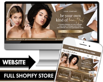 Skincare Shopify Website Design, Beauty Store Theme, Premade Cosmetics