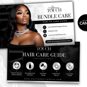 Carte de soins pour cheveux, modèle de carte pour soins capillaires, carte de remerciement pour cheveux, emballage professionnel pour cheveux, carte de visite pour cheveux, carte pour salon de coiffure