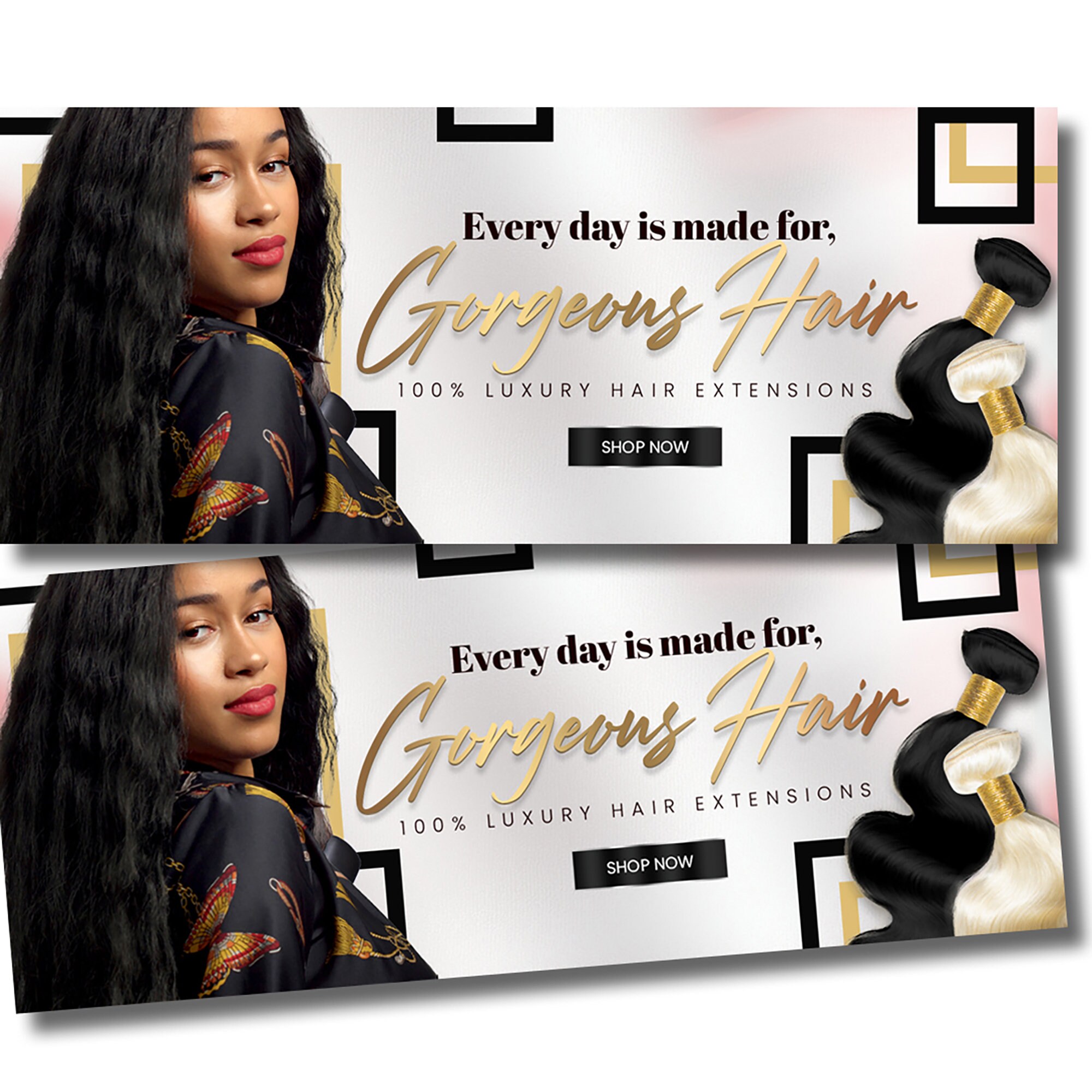 Hair Extensions site Banner Design Custom Banners Premade Etsy