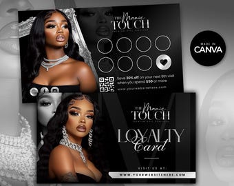 Loyalty Card Template, Hair Loyalty Card Canva, Hair Thank You card, DIY Hair Loyalty Card, Editable Thank you card, Hair Business Card