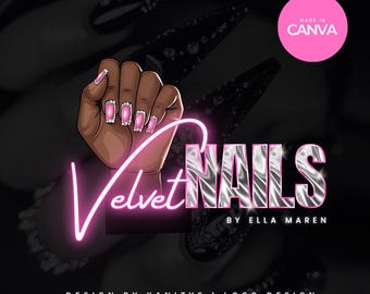 Nail Tech Logo Design, Editable Beauty Logo (Canva Template)