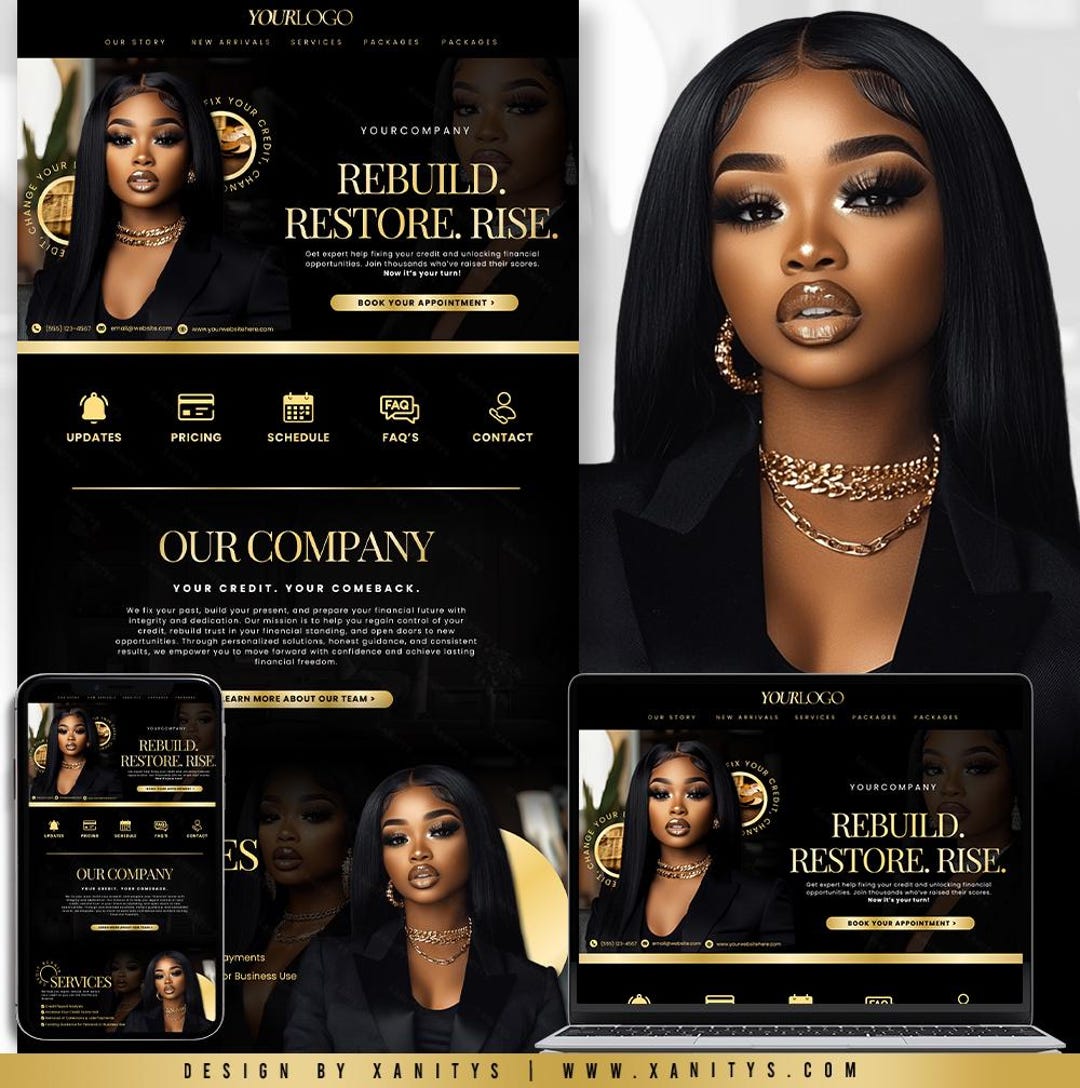 Credit Repair Website Template, Credit Repair Canva Site, Editable
