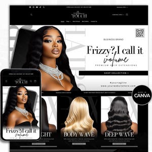 Hair Website Design, Hair Website Template, Premade Shopify Hair Website, Hair Banners, Canva Hair Website, Luxury Hair Extensions Website