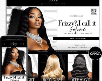 Hair Website Design, Hair Website Template, Premade Shopify Hair Website, Hair Banners, Canva Hair Website, Luxury Hair Extensions Website