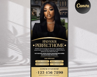 Realtor Retractable Banner Template, Editable Real Estate Sign, Canva Design