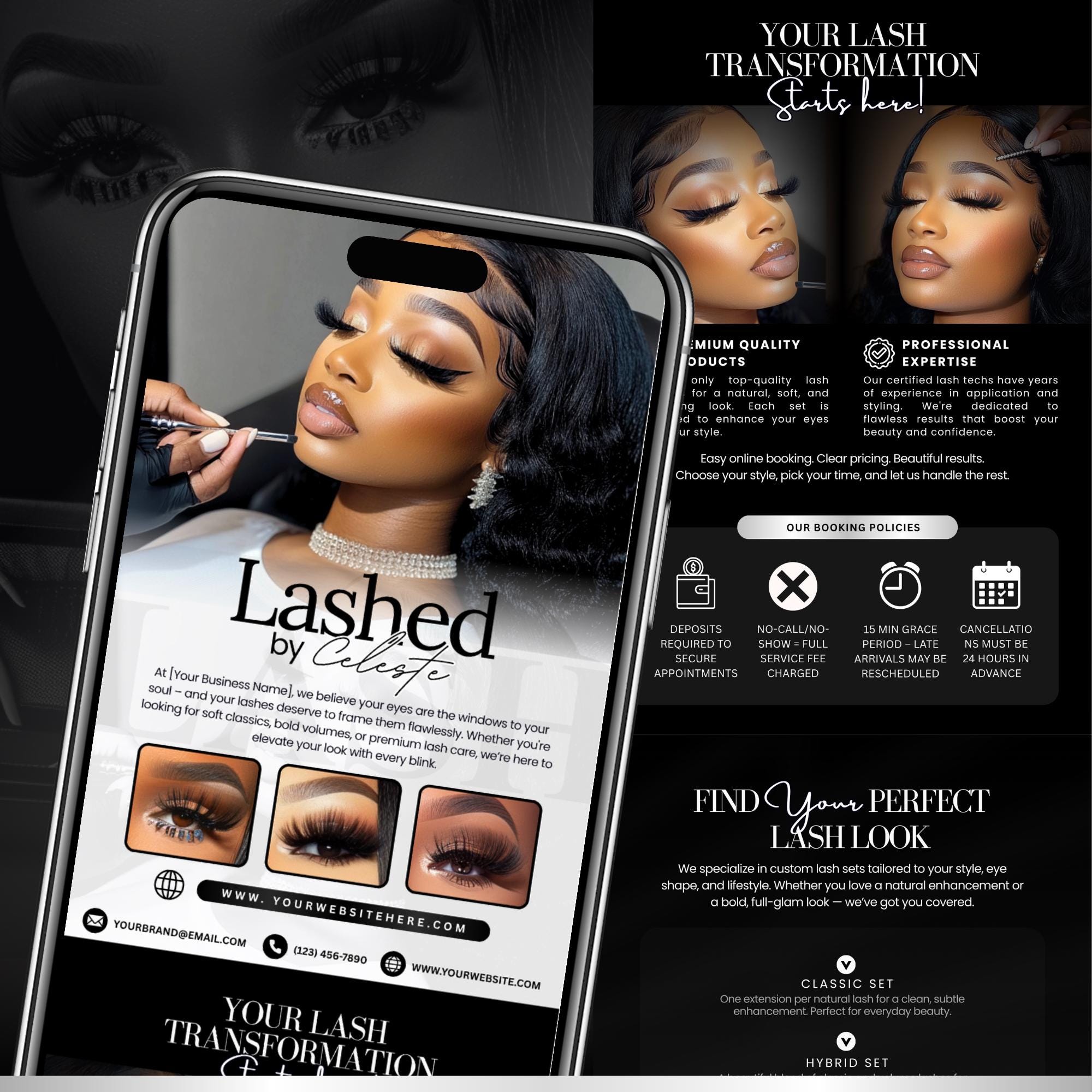 Lash Acuity Scheduling Template, Lash Tech DIY Canva Template, Lash Branding, Lash Logo, Lash Tech Website, Acuity Canva Template