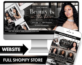 Hair Extensions Website, Hair Wigs Website, Lace Wig Website Design, Hair Store Website, Premade Website, Shopify Website Design