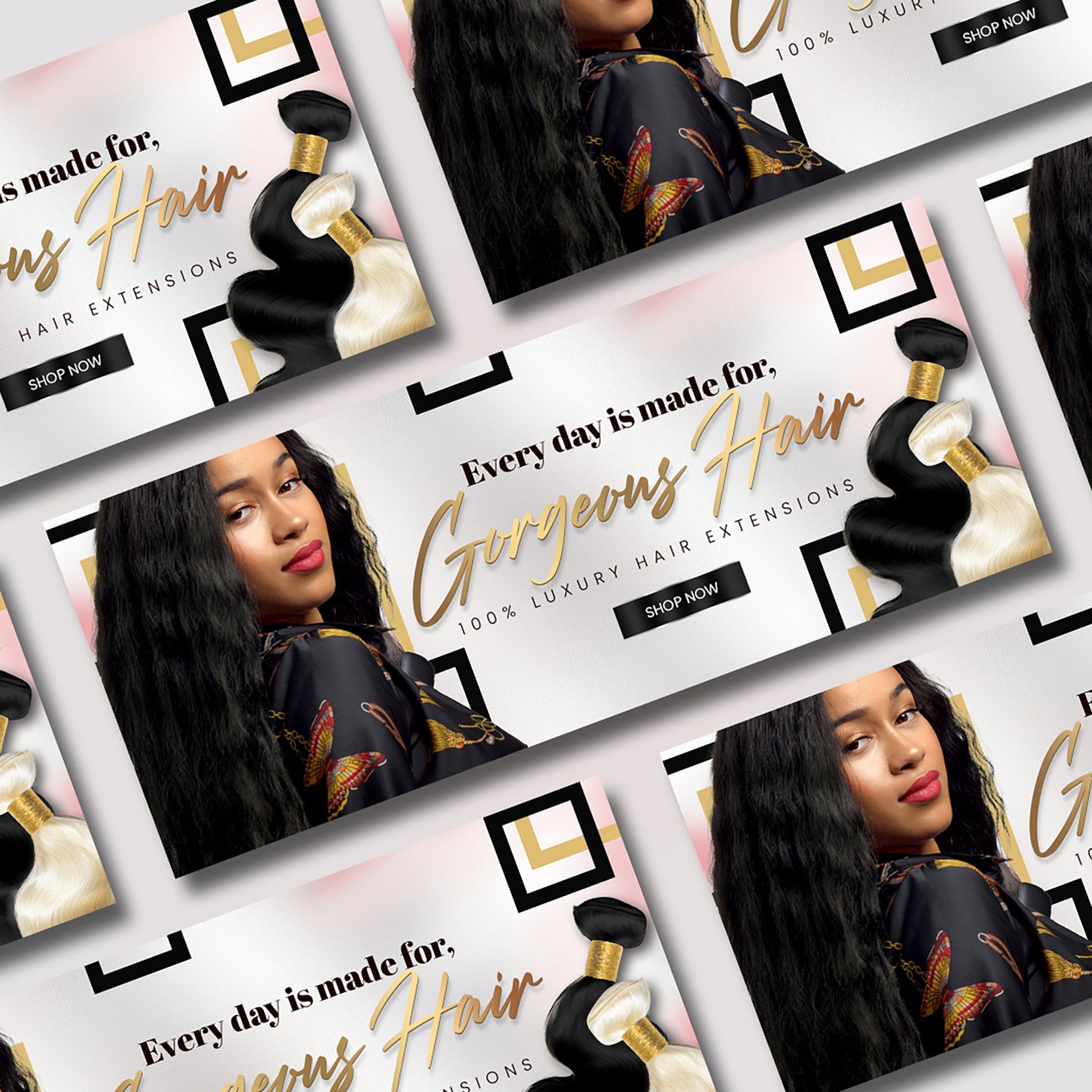 Hair Extensions site Banner Design Custom Banners Premade Etsy