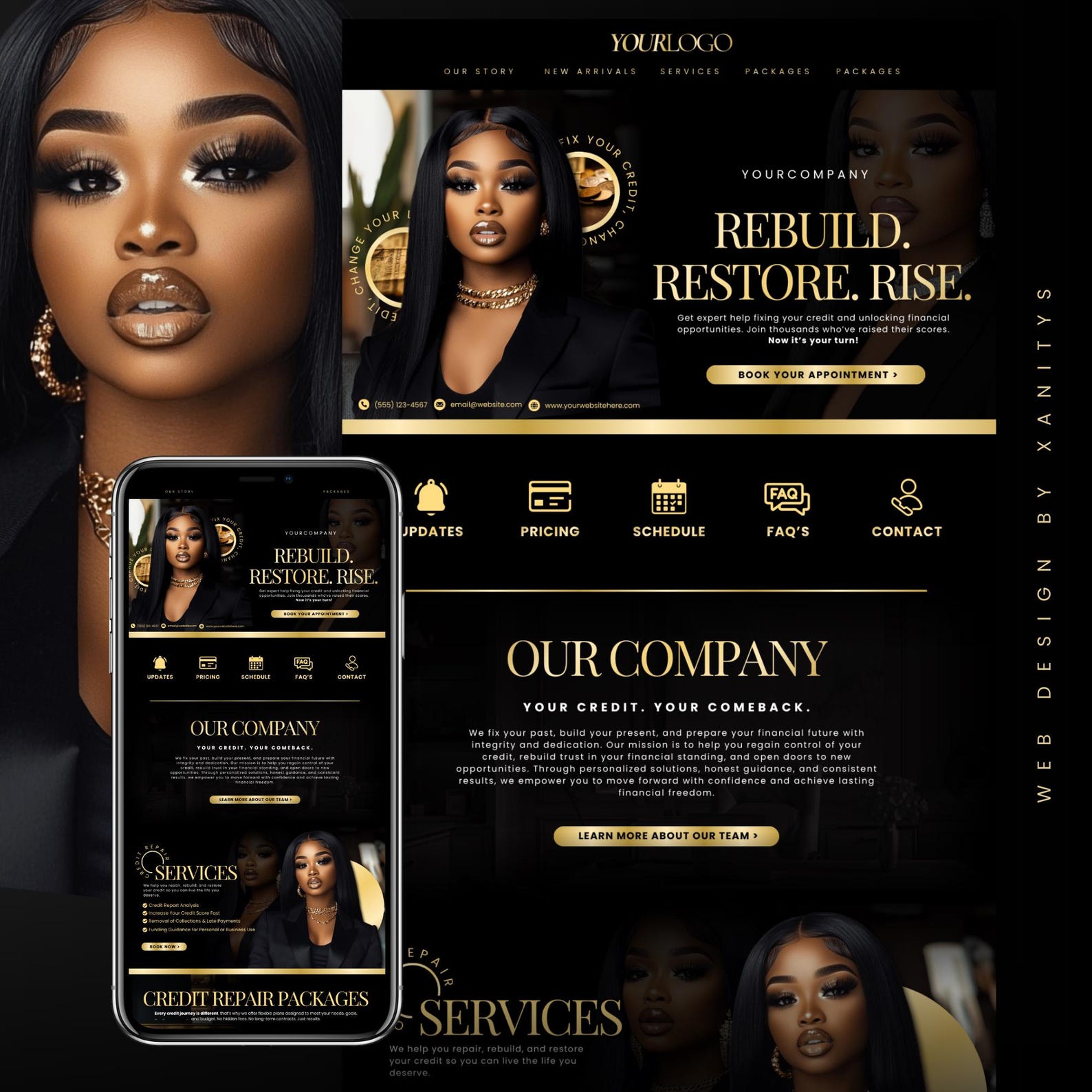 Credit Repair Website Template, Credit Repair Canva Site, Editable