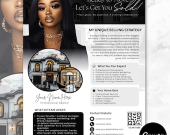 Real Estate Agent Flyer, Realtor Introduction Template, Canva Marketing Design (Digital Download)