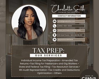 DIY Tax Prep Flyer Template, Accounting Marketing (Canva)