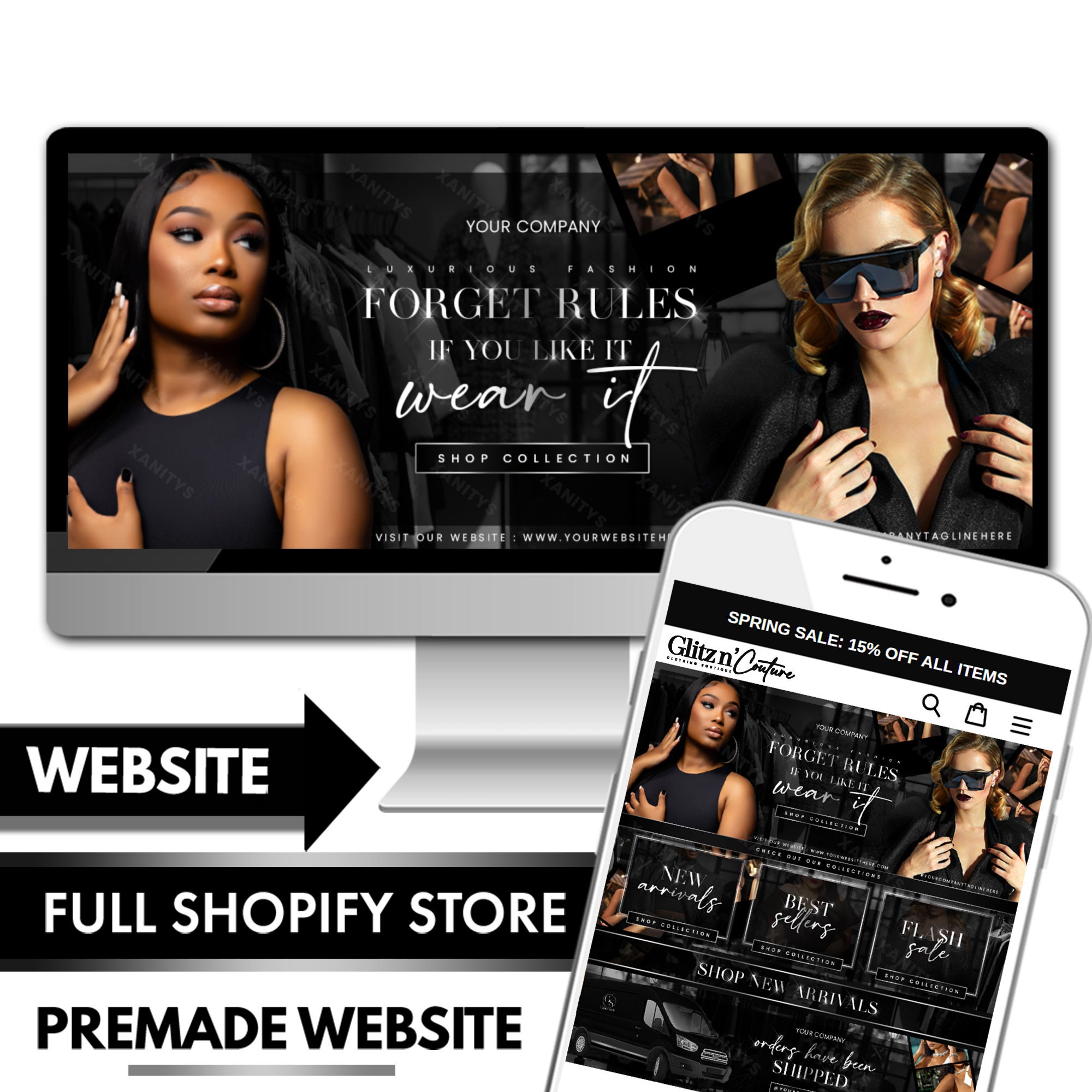 Clothing Boutique Website Fashion Website Premade Website Shopify Website Clothing Vendor Shopify Website Design Etsy UK