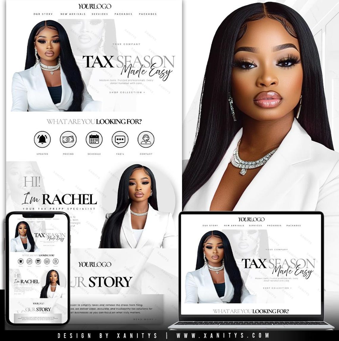 Tax Website Template, Tax Canva Site, Tax Season Website, Tax
