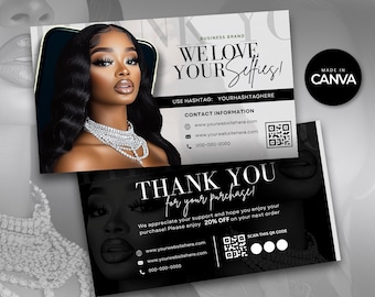Thank You Cards, Hair Thank You card, DIY Thank you card template, Editable Thank you card, Lash business card, Hair Business Card