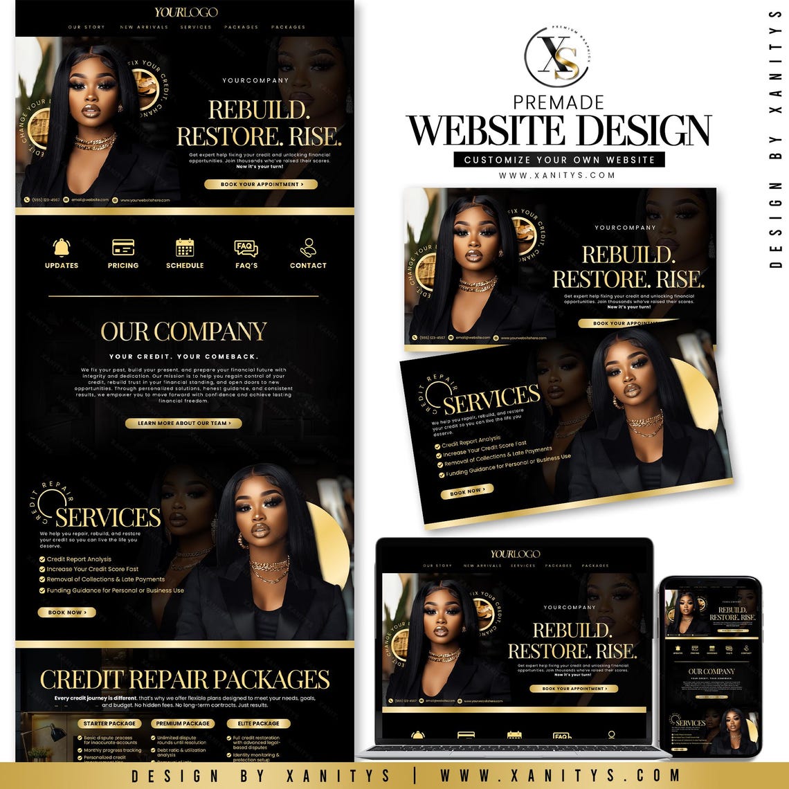 Credit Repair Website Template, Credit Repair Canva Site, Editable