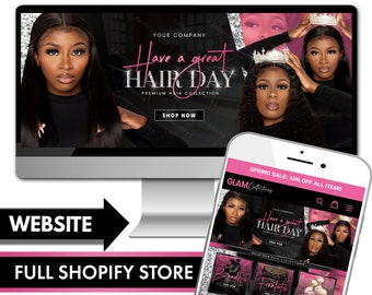 Hair Extensions Shopify Website Design, Premade Website