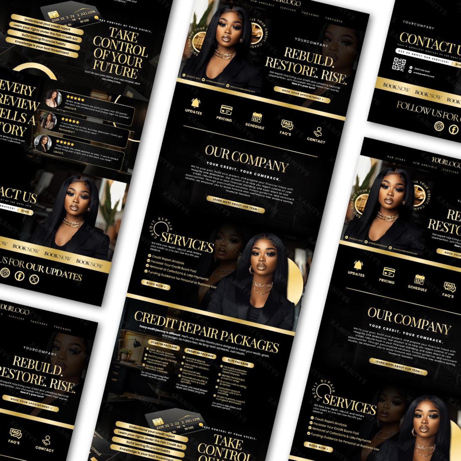 Credit Repair Website Template, Credit Repair Canva Site, Editable