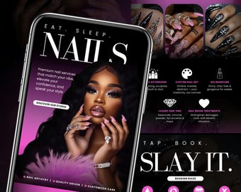 Nail Tech Acuity Scheduling Canva Banners, Nail Salon Website Template