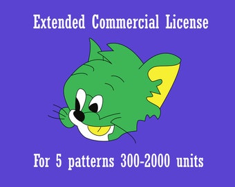 Extended commercial license 5 patterns 300-2000 units