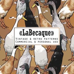 Indian runner duck seamless pattern, digital paper, commercial use