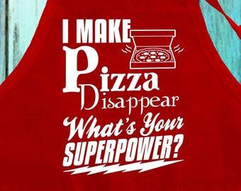 Funny Pizza Apron | "I Make Pizza Disappear" Design, Kitchen Baking Apron