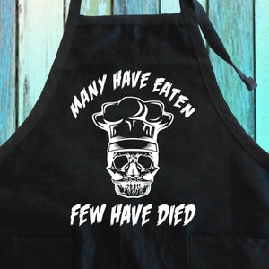Many Have Eaten Few Have Died Funny Saying Apron| I Usually Cook Very Well Funny Apron| Bake BBQ Grill Cook Funny Chef Gift Apron w/ Pockets