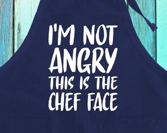 Grembiule da cucina con tasche e faccia da chef divertente