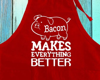Funny Bacon Kitchen Apron: BBQ Cooking Grilling Gift