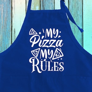 My Pizza My Rules Pizza Funny Kitchen Baking Pizza Apron w/ Pockets| Pizza Lover Funny Saying Baking Apron| My Pizza Rules Gifts Apron