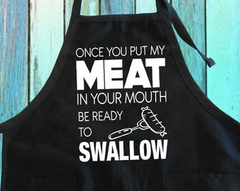 Funny Cooking Apron: Meat Lover Grill Gift with Pockets